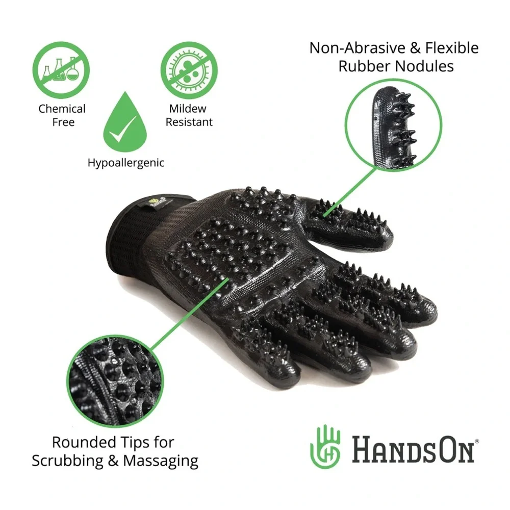 HandsOn Black Pet Grooming Gloves